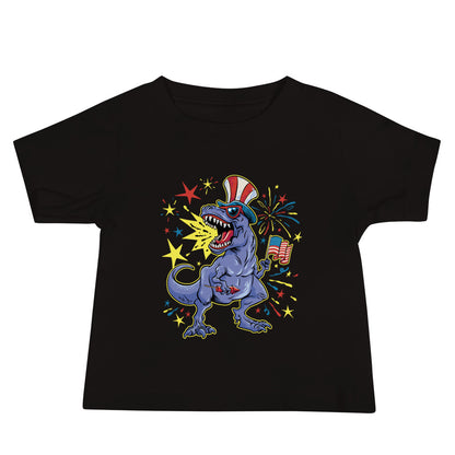 Fourth of July Fireworks T-Rex Baby T-Shirt