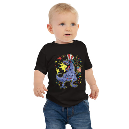 Fourth of July Fireworks T-Rex Baby T-Shirt