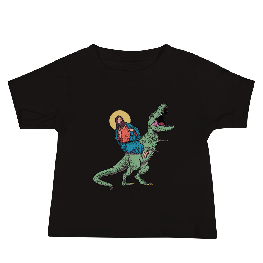 Jesus Riding T-Rex Baby T-Shirt