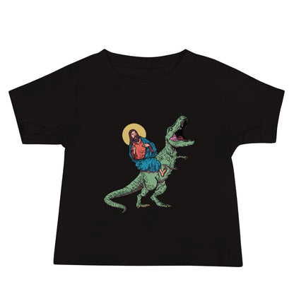 Jesus Riding T-Rex Baby T-Shirt