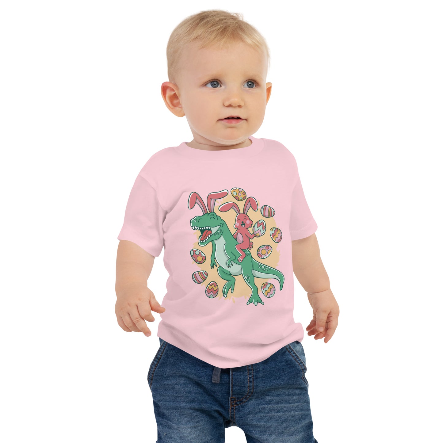 Easter Bunny Riding T-Rex Baby T-Shirt