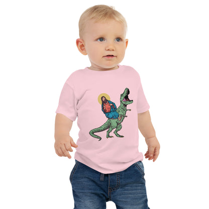 Jesus Riding T-Rex Baby T-Shirt