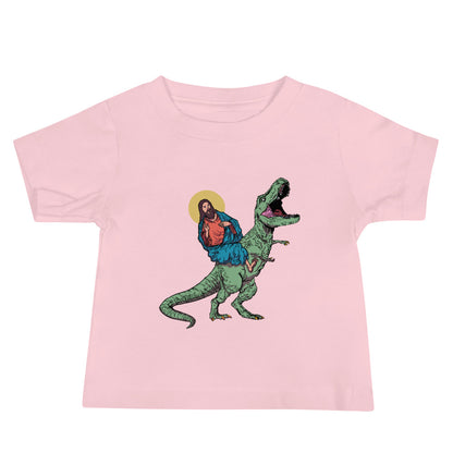 Jesus Riding T-Rex Baby T-Shirt