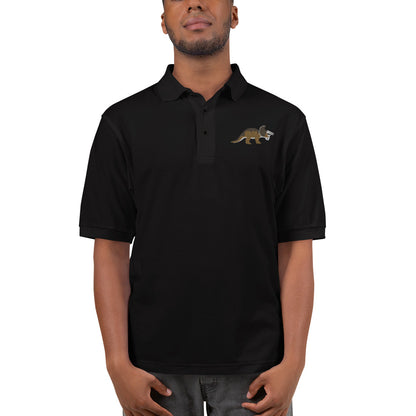 Triceratops Adult Polo Shirt - Embroidered Three-Horned Face - Distinctive Prehistoric Fashion - Prime Dino Enthusiast Attire