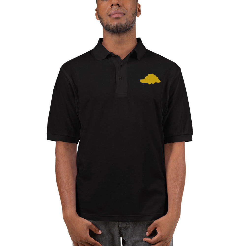 Stegosaurus Dino Nugget Polo Shirt - Embroidered Snack Plate Design - Perfect Fusion of Culinary Play & Jurassic Days - Distinctive Casual Wear