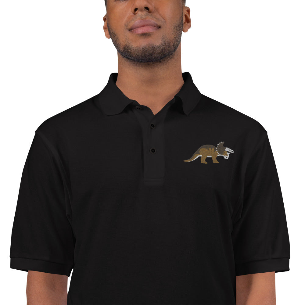 Triceratops Adult Polo Shirt - Embroidered Three-Horned Face - Distinctive Prehistoric Fashion - Prime Dino Enthusiast Attire