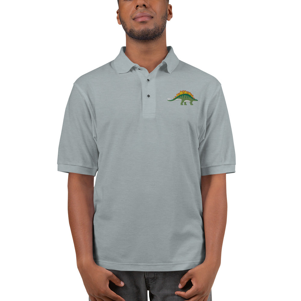 Stegosaurus Adult Polo Shirt - Embroidered Iconic Plates Design - Timeless Prehistoric Fashion - Standout Dino Enthusiast Wear