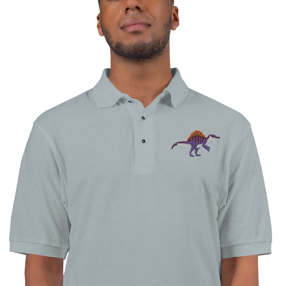 Spinosaurus Adult Polo Shirt - Dinosaur Embroidered Design - Unique Prehistoric Style - Fashion Forward Dino Lover's Wear