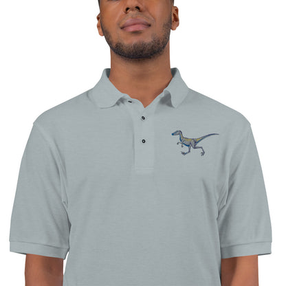 Velociraptor Adult Polo Shirt - Detailed Embroidered Predator Design - Contemporary Prehistoric Fashion - Dino Aficionado's Clothes