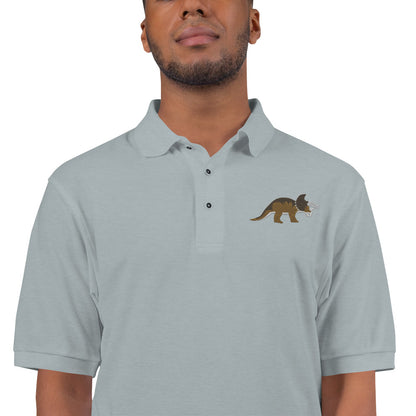 Triceratops Adult Polo Shirt - Embroidered Three-Horned Face - Distinctive Prehistoric Fashion - Prime Dino Enthusiast Attire