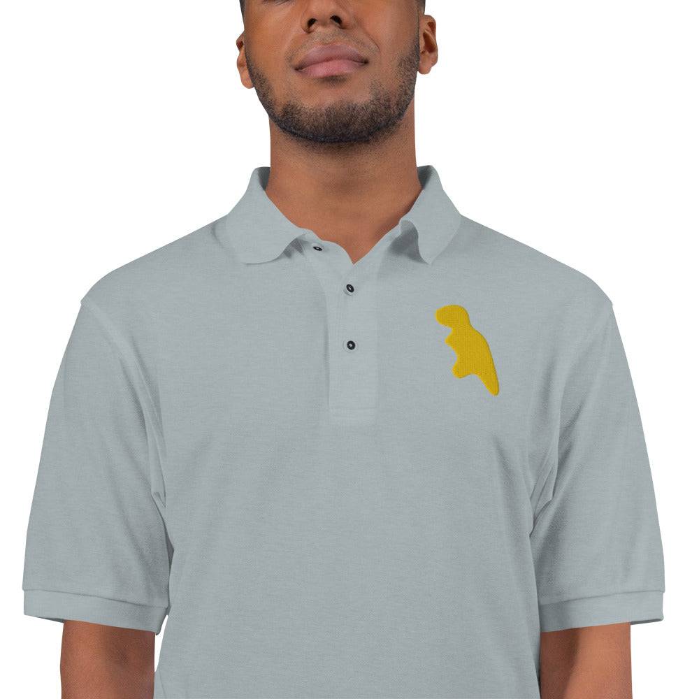 T-Rex Dino Nugget Polo Shirt - Embroidered Snack-inspired Design - Unique Foodie & Dinosaur Mashup - Standout Casual Wear