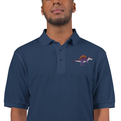 Spinosaurus Adult Polo Shirt - Dinosaur Embroidered Design - Unique Prehistoric Style - Fashion Forward Dino Lover's Wear