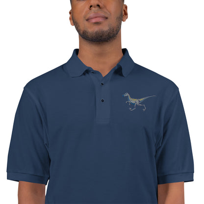 Velociraptor Adult Polo Shirt - Detailed Embroidered Predator Design - Contemporary Prehistoric Fashion - Dino Aficionado's Clothes