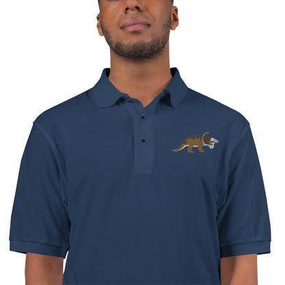 Triceratops Adult Polo Shirt - Embroidered Three-Horned Face - Distinctive Prehistoric Fashion - Prime Dino Enthusiast Attire