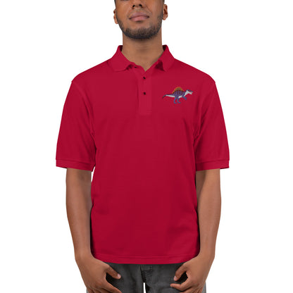 Spinosaurus Adult Polo Shirt - Dinosaur Embroidered Design - Unique Prehistoric Style - Fashion Forward Dino Lover's Wear