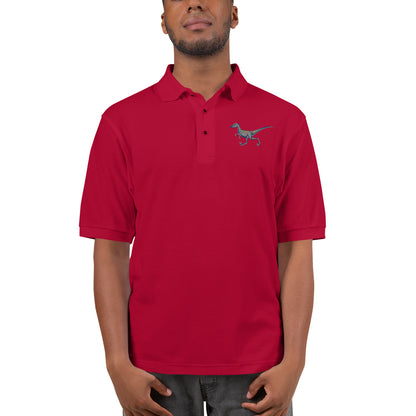 Velociraptor Adult Polo Shirt - Detailed Embroidered Predator Design - Contemporary Prehistoric Fashion - Dino Aficionado's Clothes