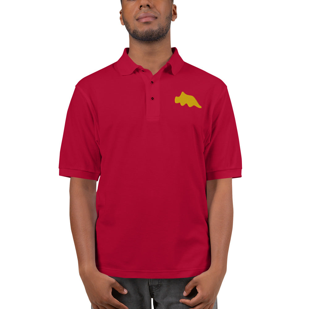 Triceratops Dino Nugget Polo Shirt - Embroidered Snack Horn Design - Delicious Blend of Tasty Treat & Prehistoric Power - Unique Casual Attire