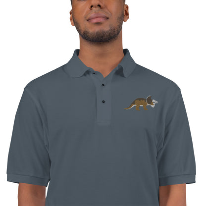 Triceratops Adult Polo Shirt - Embroidered Three-Horned Face - Distinctive Prehistoric Fashion - Prime Dino Enthusiast Attire