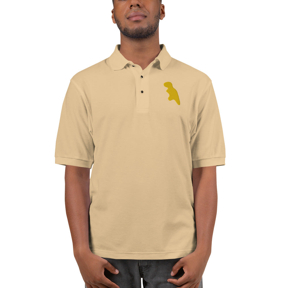 T-Rex Dino Nugget Polo Shirt - Embroidered Snack-inspired Design - Unique Foodie & Dinosaur Mashup - Standout Casual Wear