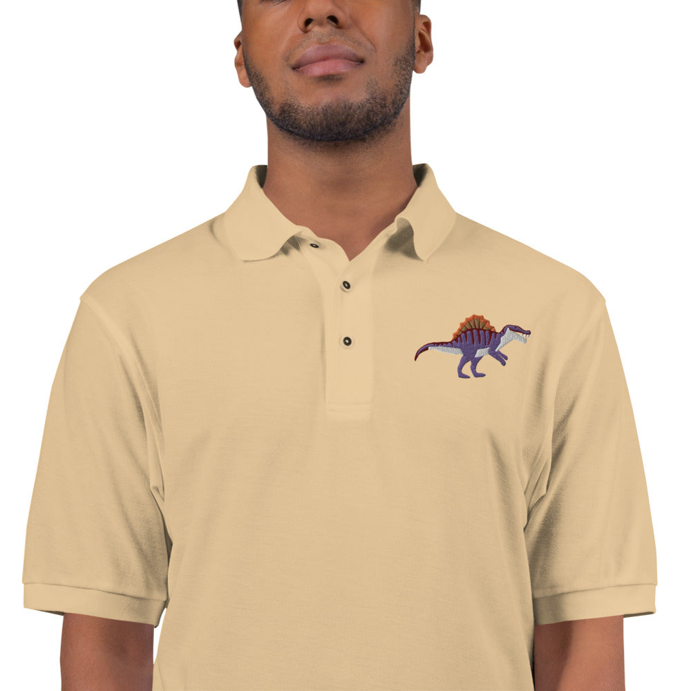 Spinosaurus Adult Polo Shirt - Dinosaur Embroidered Design - Unique Prehistoric Style - Fashion Forward Dino Lover's Wear