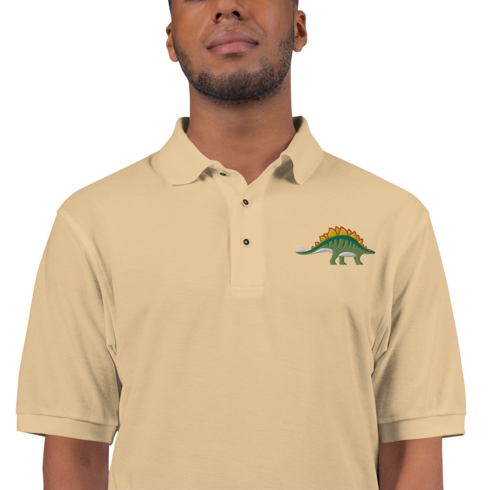 Stegosaurus Adult Polo Shirt - Embroidered Iconic Plates Design - Timeless Prehistoric Fashion - Standout Dino Enthusiast Wear