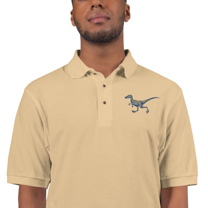 Velociraptor Adult Polo Shirt - Detailed Embroidered Predator Design - Contemporary Prehistoric Fashion - Dino Aficionado's Clothes