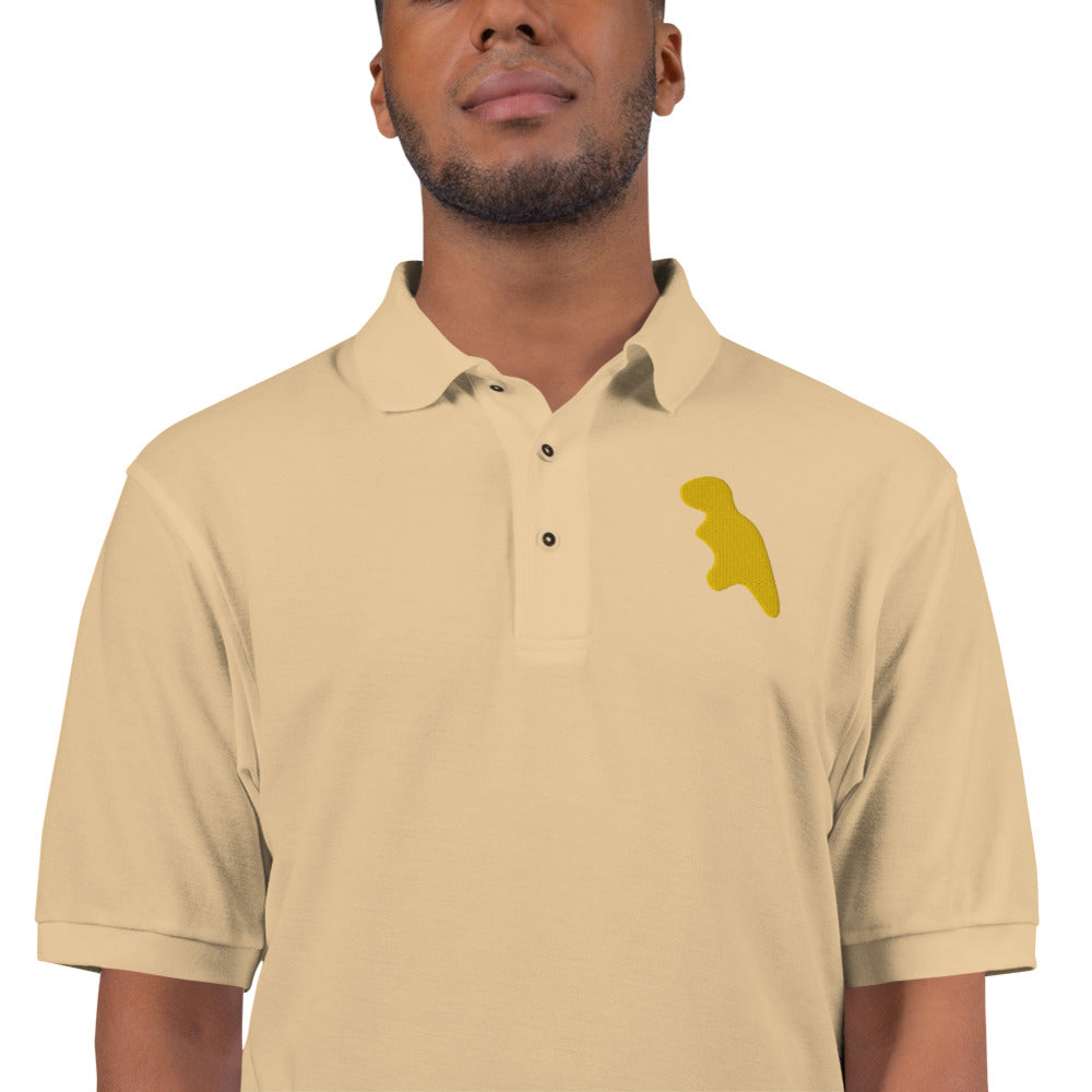 T-Rex Dino Nugget Polo Shirt - Embroidered Snack-inspired Design - Unique Foodie & Dinosaur Mashup - Standout Casual Wear