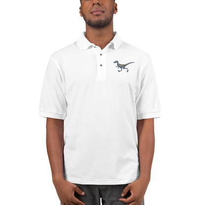 Velociraptor Adult Polo Shirt - Detailed Embroidered Predator Design - Contemporary Prehistoric Fashion - Dino Aficionado's Clothes