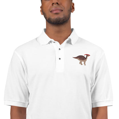 Parasaurolophus Adult Polo Shirt - Embroidered Crested Dinosaur Design - Distinctive Prehistoric Fashion - Unique Dino Lover's Statement Wear