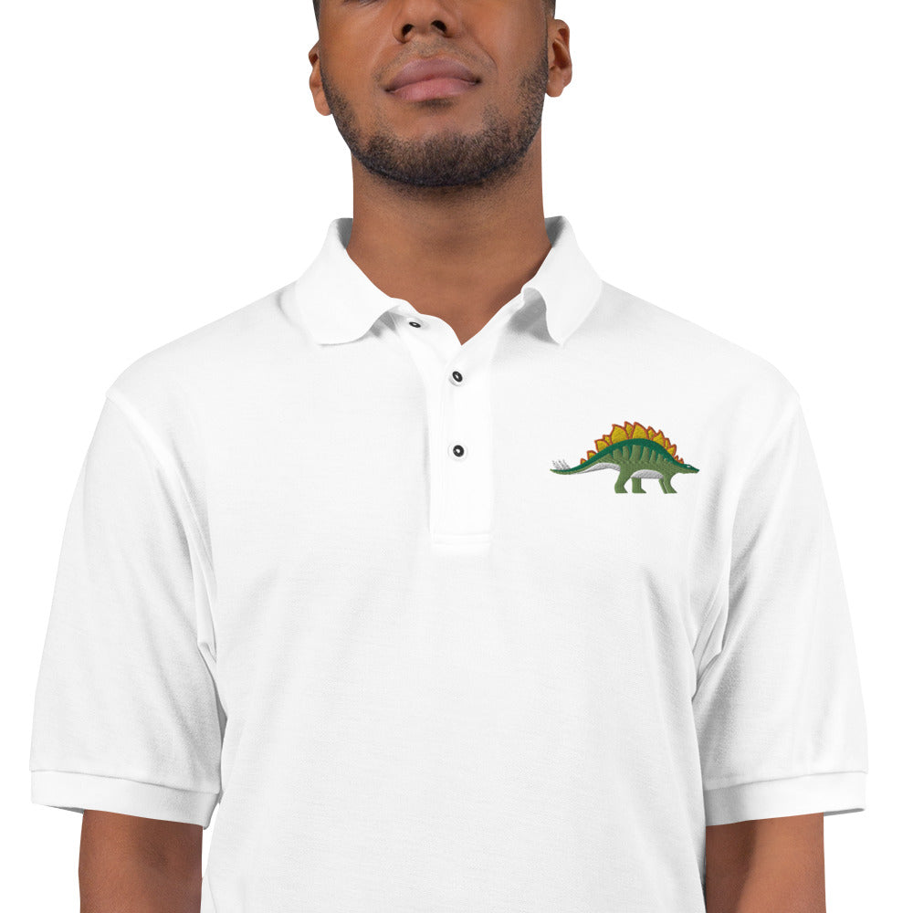 Stegosaurus Adult Polo Shirt - Embroidered Iconic Plates Design - Timeless Prehistoric Fashion - Standout Dino Enthusiast Wear