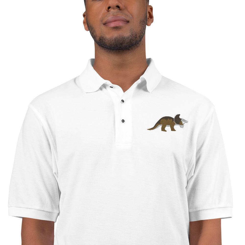 Triceratops Adult Polo Shirt - Embroidered Three-Horned Face - Distinctive Prehistoric Fashion - Prime Dino Enthusiast Attire