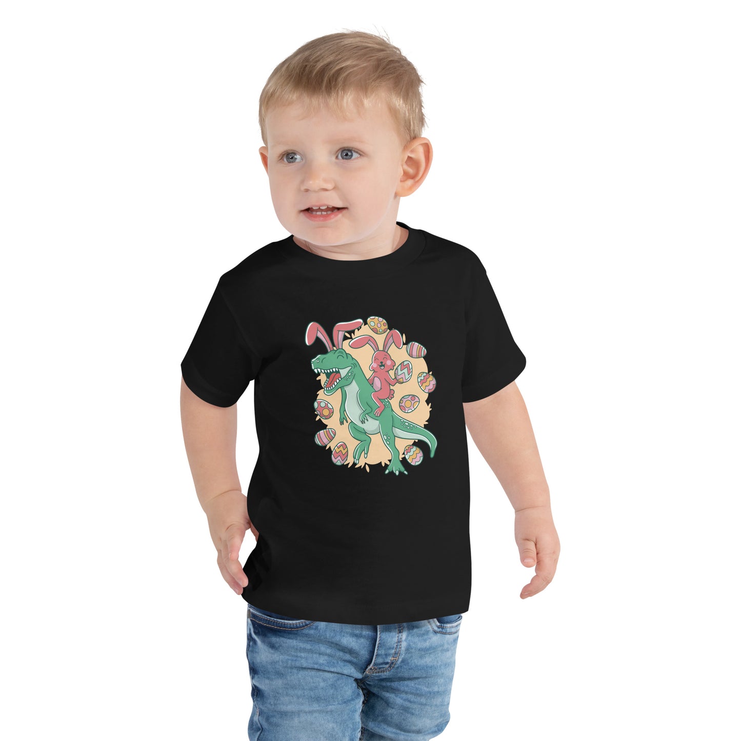 Easter Bunny Riding T-Rex Toddler T-Shirt