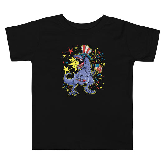 Fourth of July Fireworks T-Rex Toddler T-Shirt