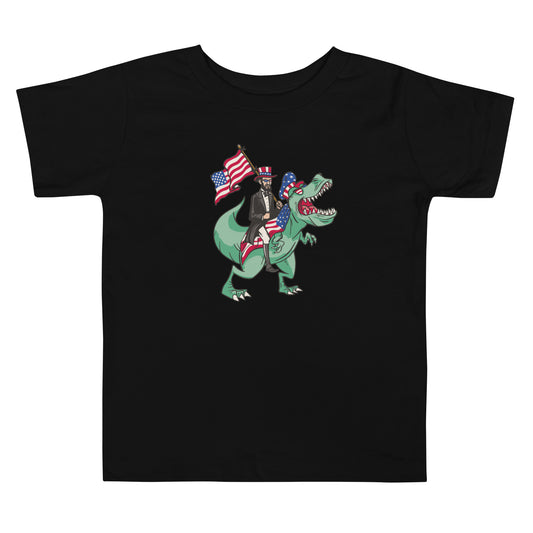 Abe Lincoln Riding T-Rex Toddler T-Shirt