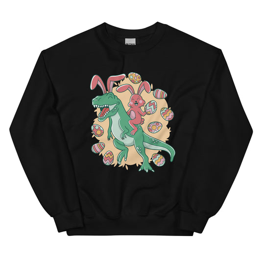 Easter Bunny Riding T-Rex Adult Sweatshirt