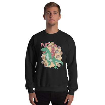 Easter Bunny Riding T-Rex Adult Sweatshirt