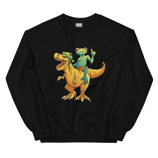 Frog on a Dino Adult Sweatshirt