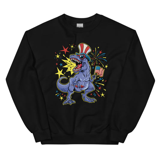 Fourth of July Fireworks T-Rex Adult Sweatshirt