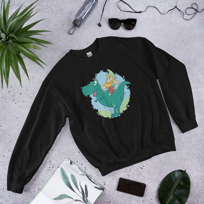 Gnome on a T-Rex Adult Sweatshirt