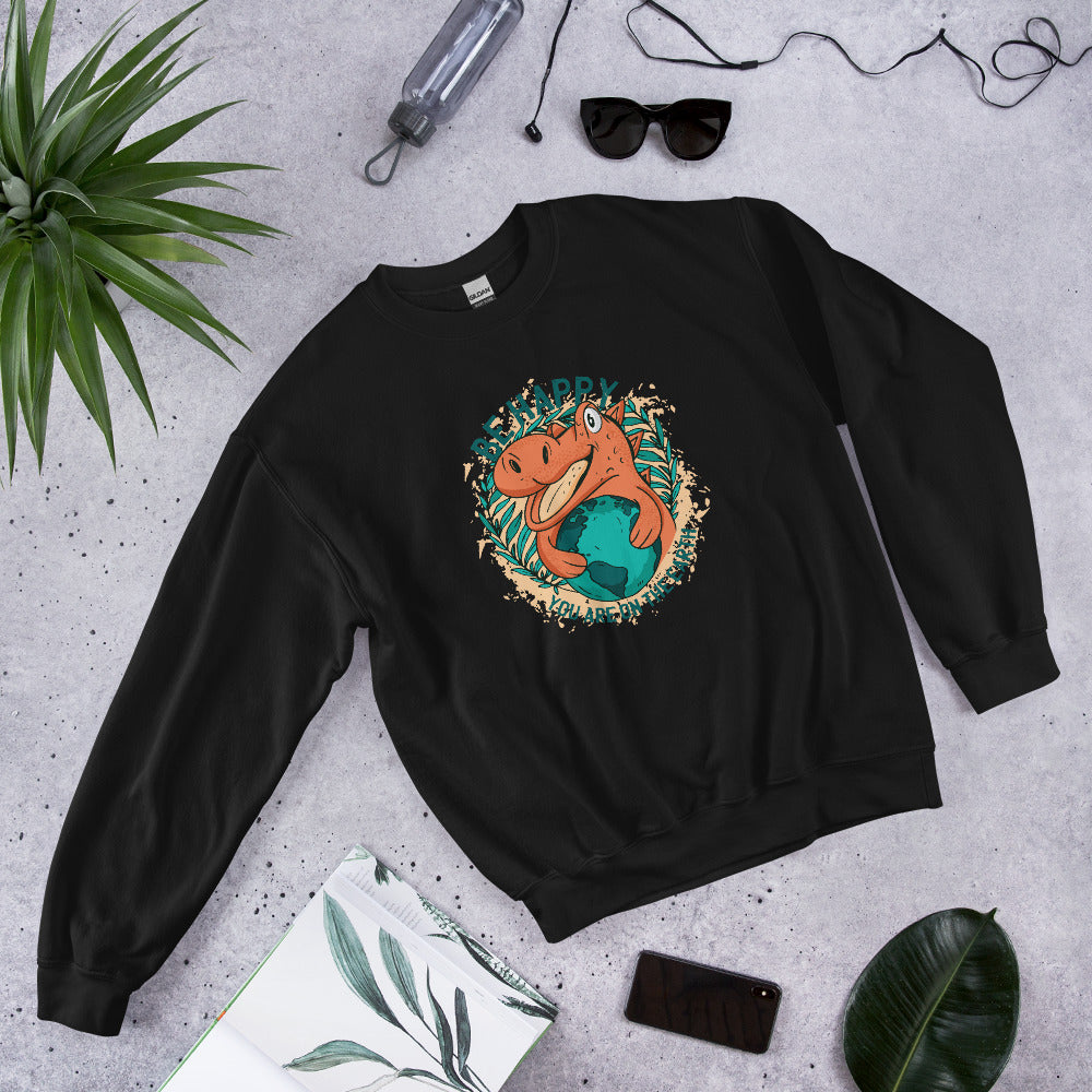 Be Happy Dino Adult Sweatshirt