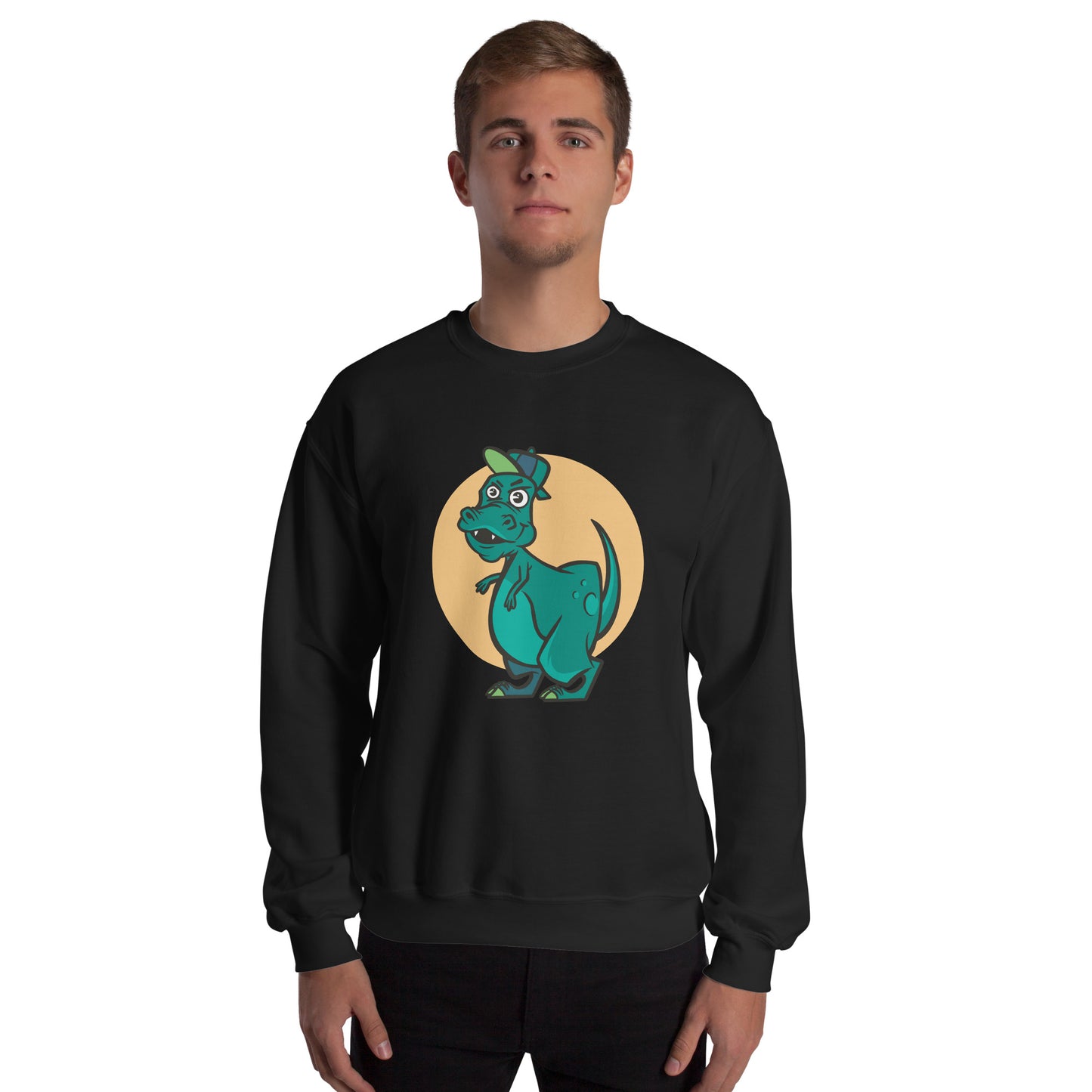 Green Cap Dino Adult Sweatshirt