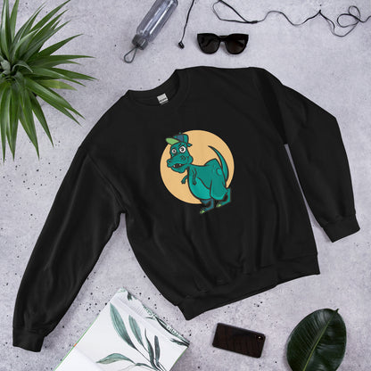 Green Cap Dino Adult Sweatshirt