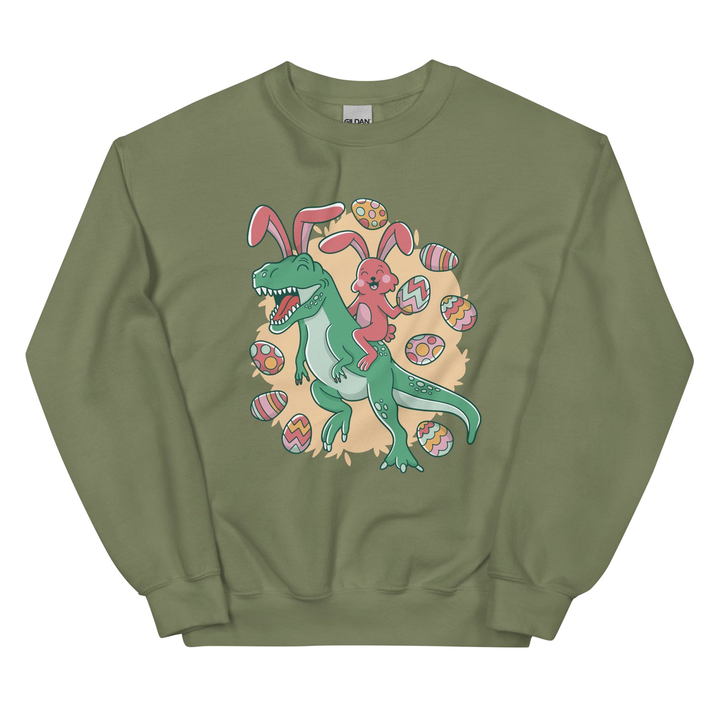 Easter Bunny Riding T-Rex Adult Sweatshirt