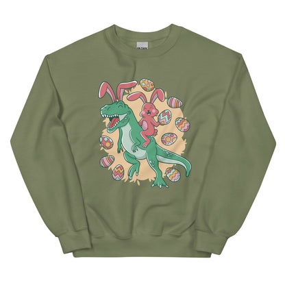 Easter Bunny Riding T-Rex Adult Sweatshirt