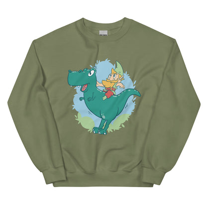 Gnome on a T-Rex Adult Sweatshirt