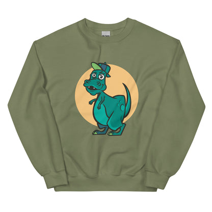 Green Cap Dino Adult Sweatshirt