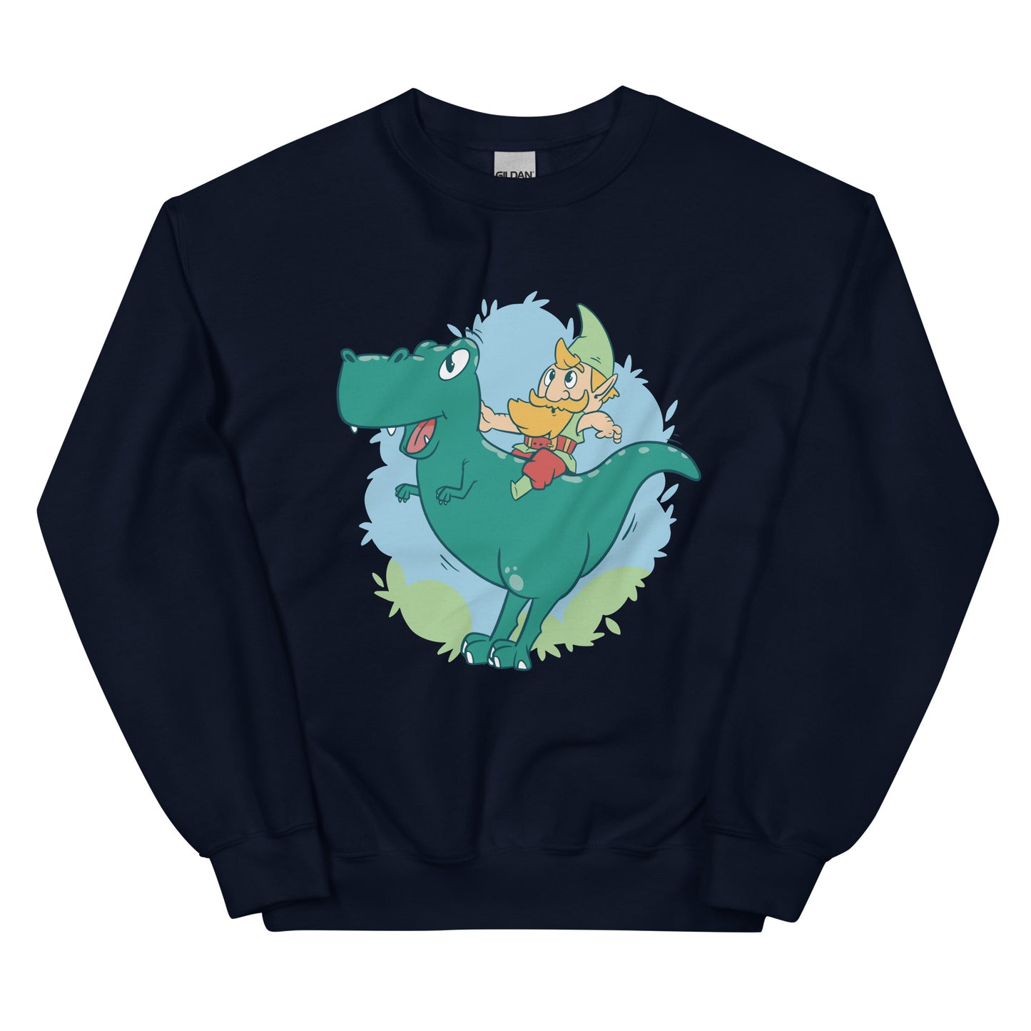 Gnome on a T-Rex Adult Sweatshirt