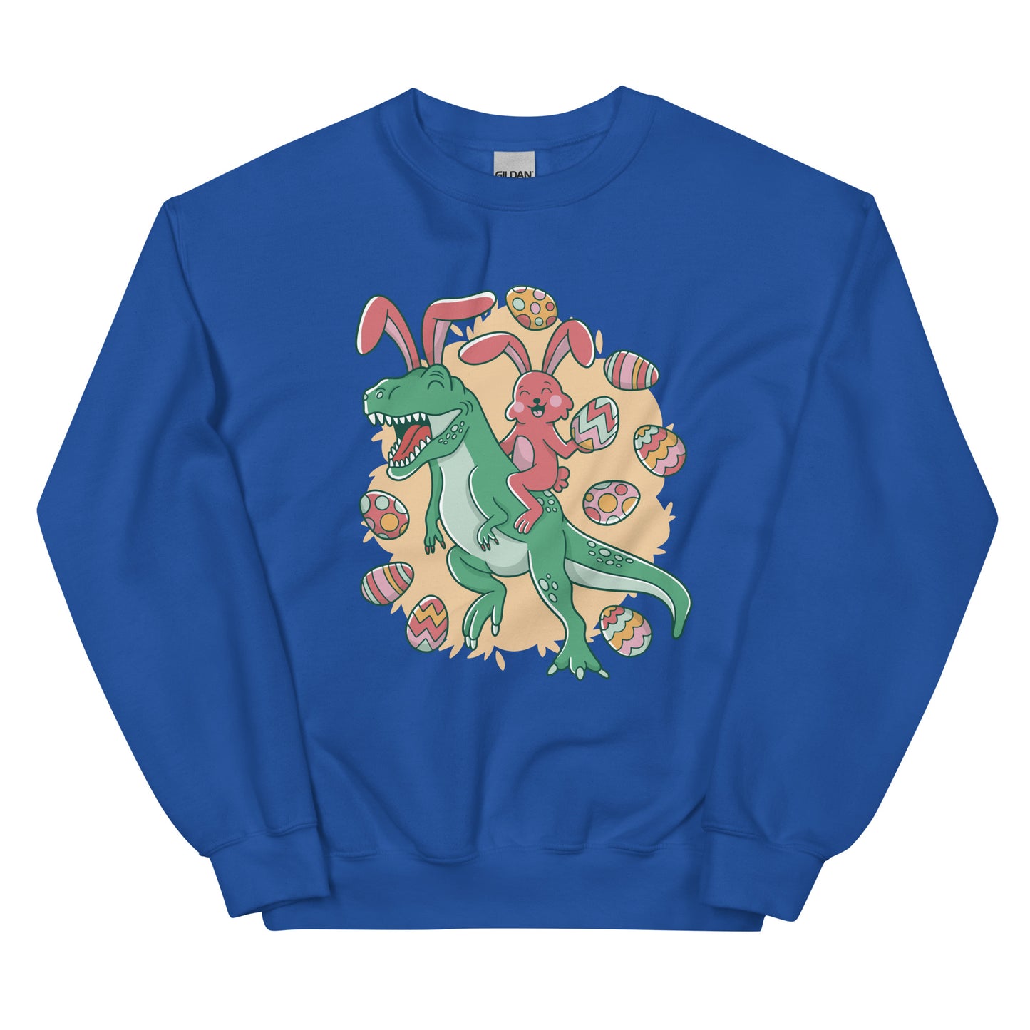 Easter Bunny Riding T-Rex Adult Sweatshirt