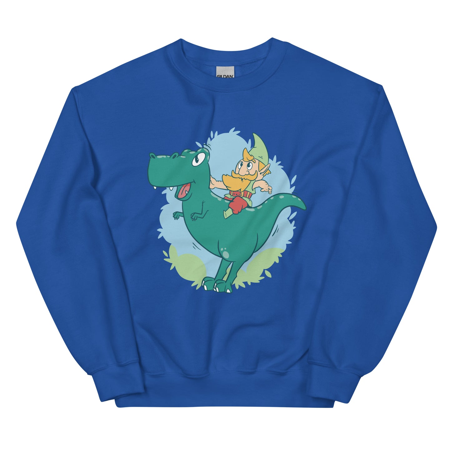 Gnome on a T-Rex Adult Sweatshirt