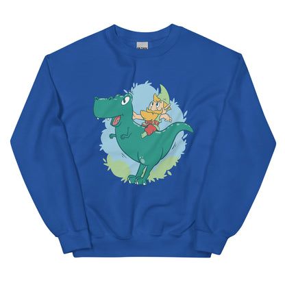 Gnome on a T-Rex Adult Sweatshirt